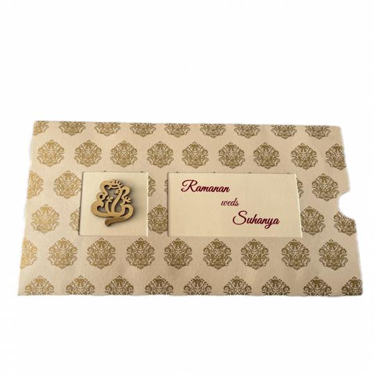 Cream Pouch Wedding Invitation