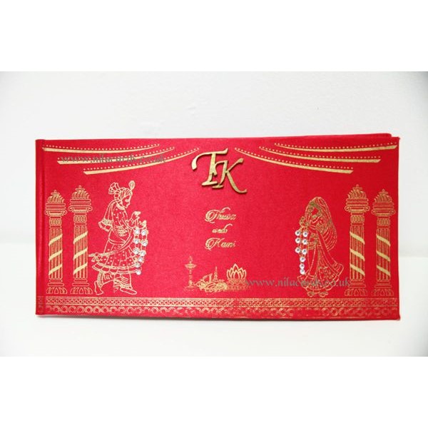 Red and Gold Satin Wedding Invitation