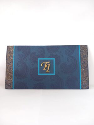Blue paisley design invitation
