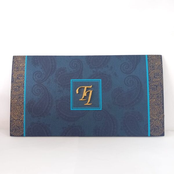 Blue paisley design invitation