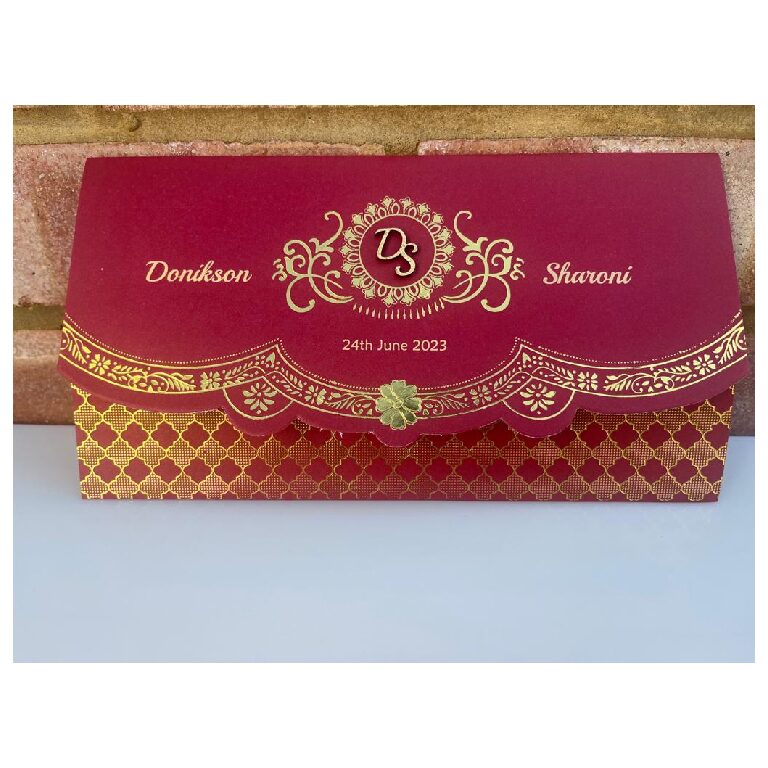 Red with Gold Scallop Wedding Invitation