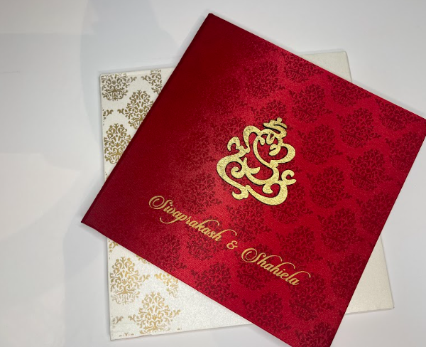 Gorgeous Dark Red Satin Wedding Invitation